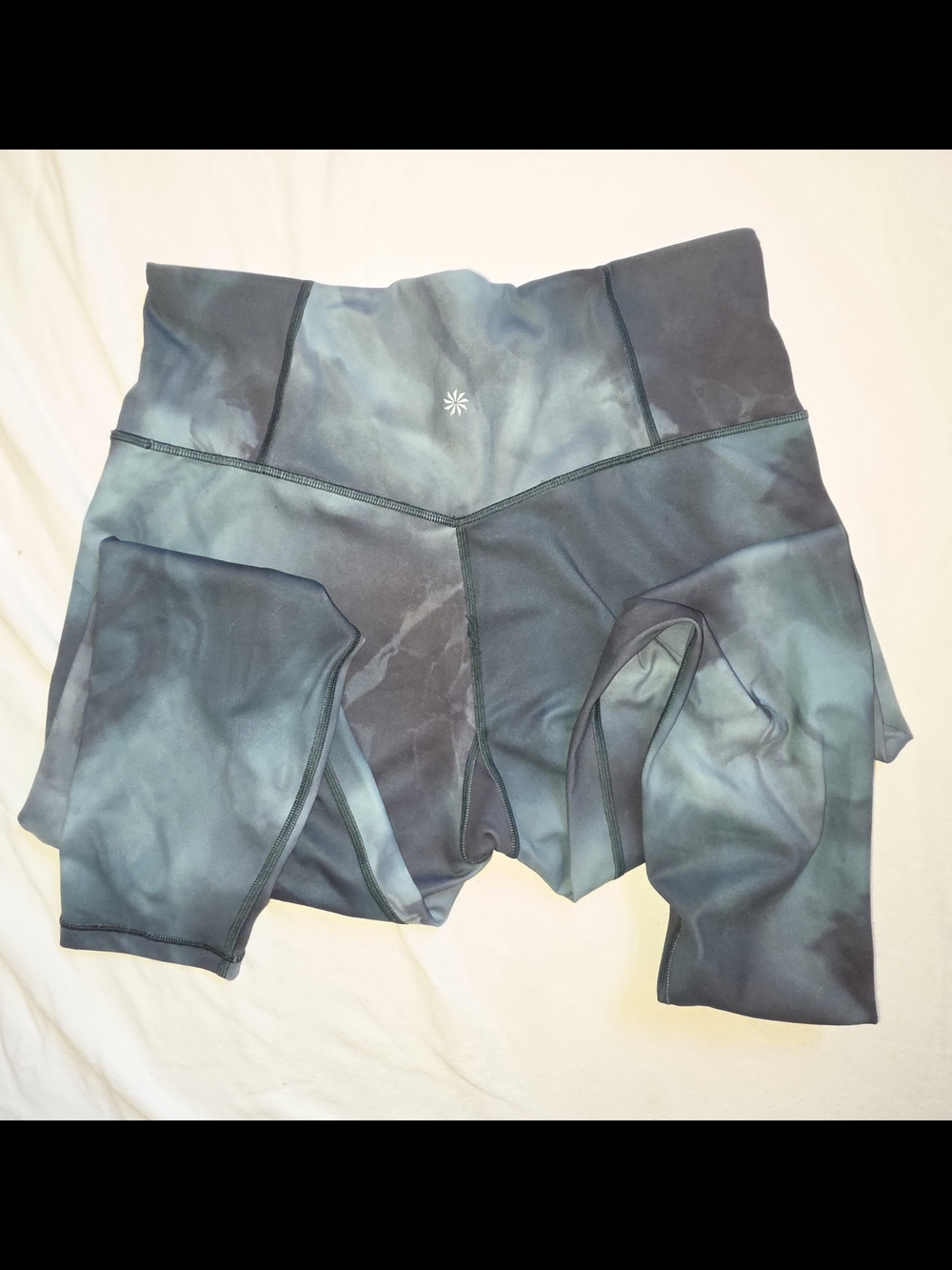 Athleta High-Waist Shorts in Teal & Charcoal Marble